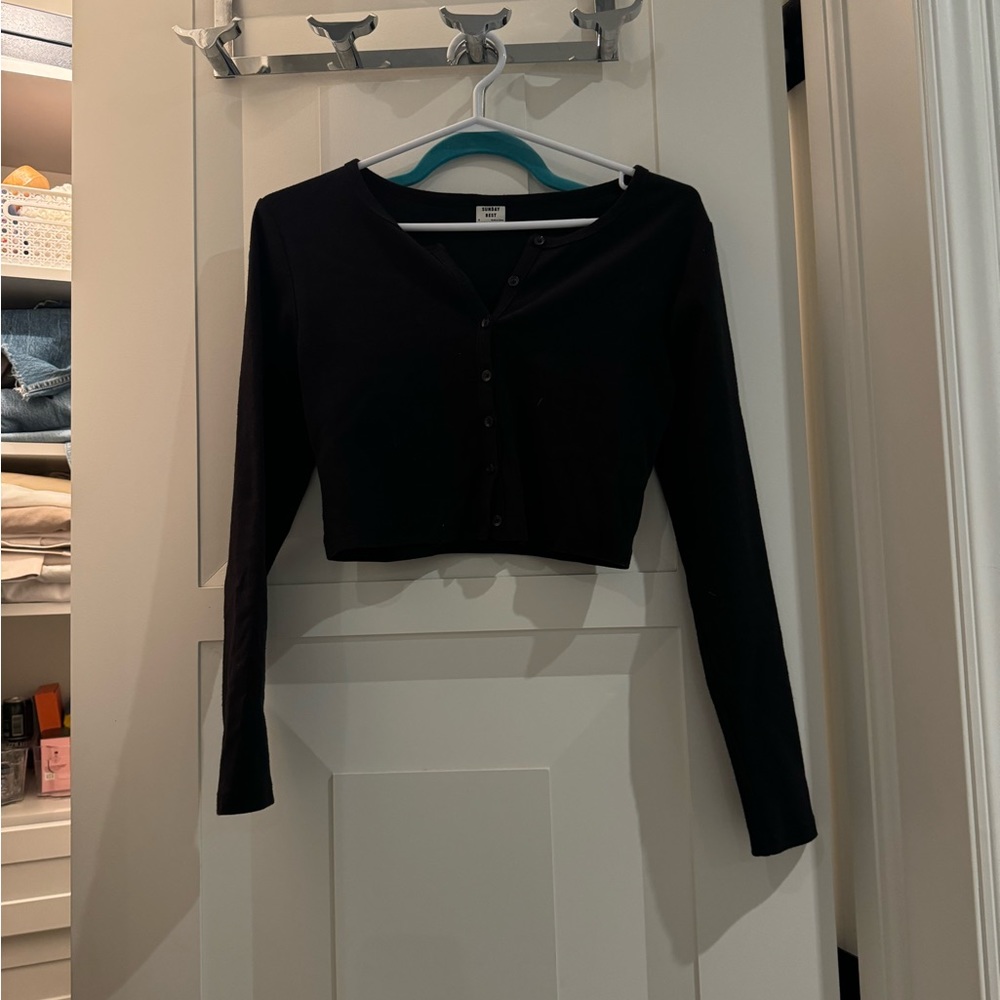 Sunday Best Aritzia Black Cropped Cardigan